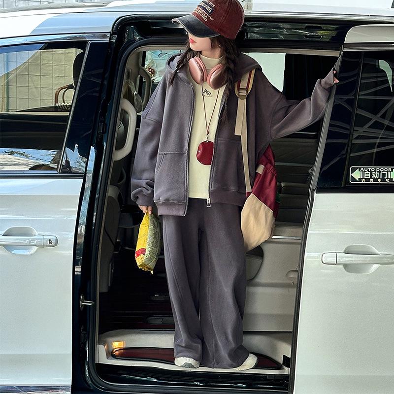 Girls' 2025 Winter Fleece Two-Piece Hoodie Set - Cozy, Stylish, and Sporty