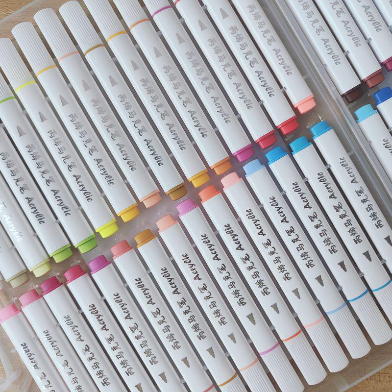 60-Color Acrylic Marker Set with Posture-Correcting Tripod Grip for Kids' Art, Journaling, and Coloring