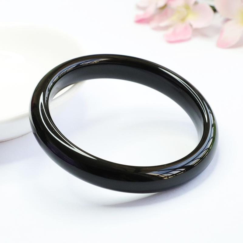Black Agate Bracelet Chalcedony Positive Circle Ornament Crystal Jewelry Factory Live Delivery S2110109