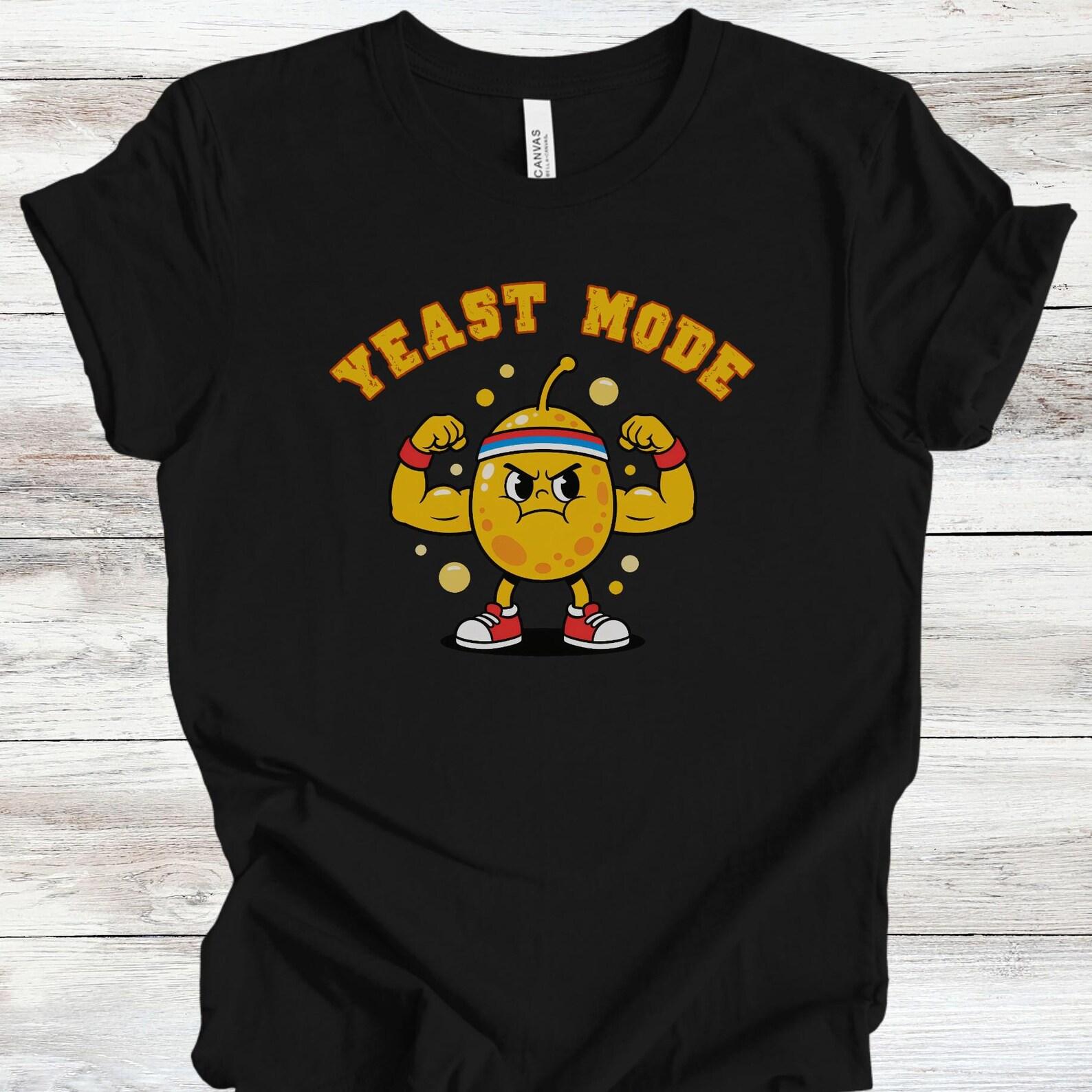 Yeast Mode Sourdough Shirt | Bread Baking Humor Cartoon Tee | Yeast Bud Dough M