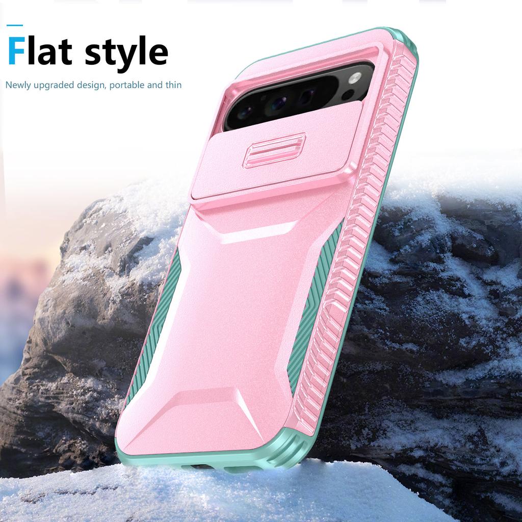 For Google Pixel 9 Pro XL Case TPU+PC Non-Slip Side Edge Phone Cover with Lens Lid