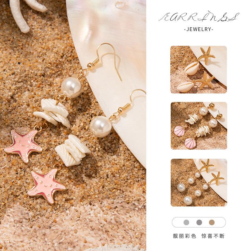 Ocean Vacation Wind Starfish Pendant Earrings Women Ins Wind Niche Temperament Shell Earrings Tide