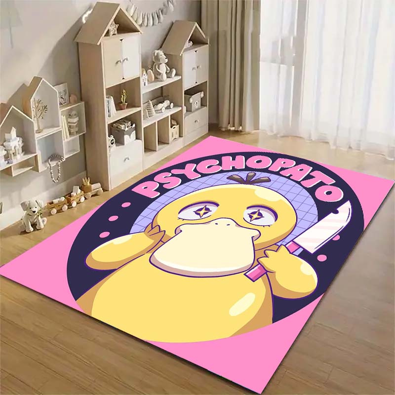 Pokemon Enton Süßer Teppich Schönes Cartoon-Enten-Design Waschbarer Anti-Rutsch-Teppich für Kinderzimmer