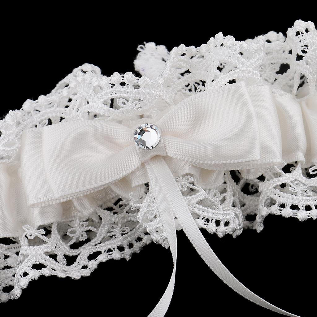 Mode zarte beige Spitze Blumen Kristall Schleife Hochzeit Strumpfband Geschenk Braut Brautjungfer Kostüm Prop