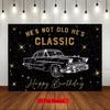 2D Black Gold Vintage Car Background for Adult Male Photoshoots