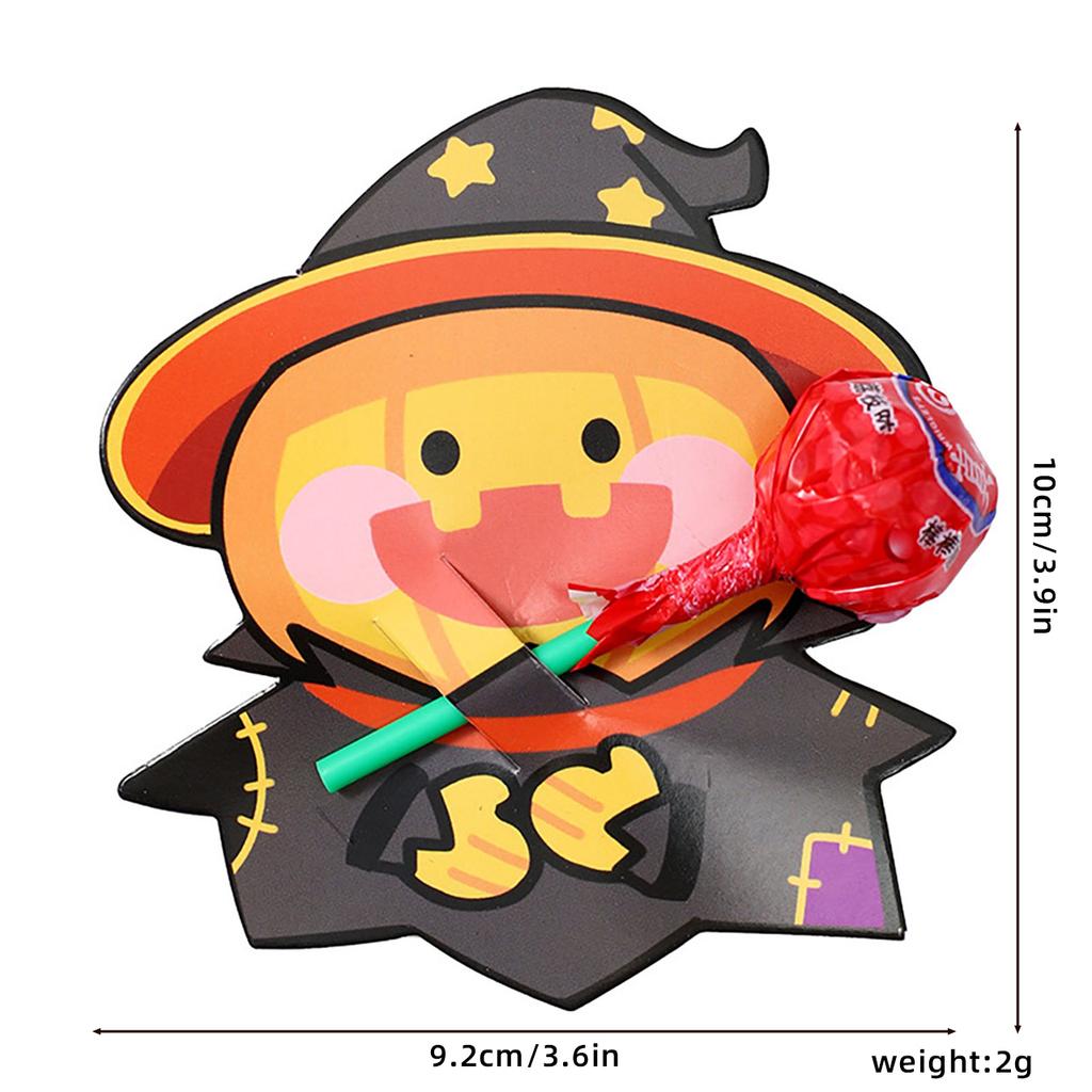 48Pcs Halloween Lollipop Insert Card Pumpkin Ghost Candy Cardboard Decor Message Paper Card Kids Gifts Halloween Party Supplies