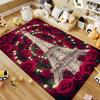 Roses and Eiffel Tower Pattern Rug for Bedroom Living Room Carpets for Girls Room Floor Mat Home Decor Non-Slip Rug Large Size