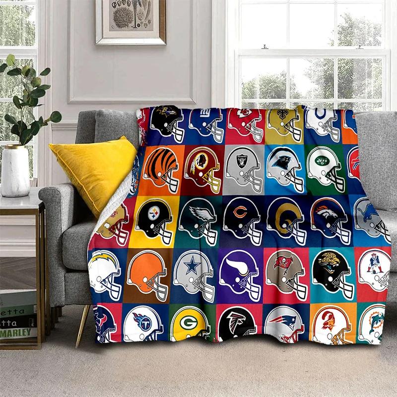 Coperta 3D NFL Segno Football Americano Rugby, Morbida Coperta Plaid per Casa Camera da Letto Letto Divano Picnic Viaggio Ufficio Coperta per Bambini