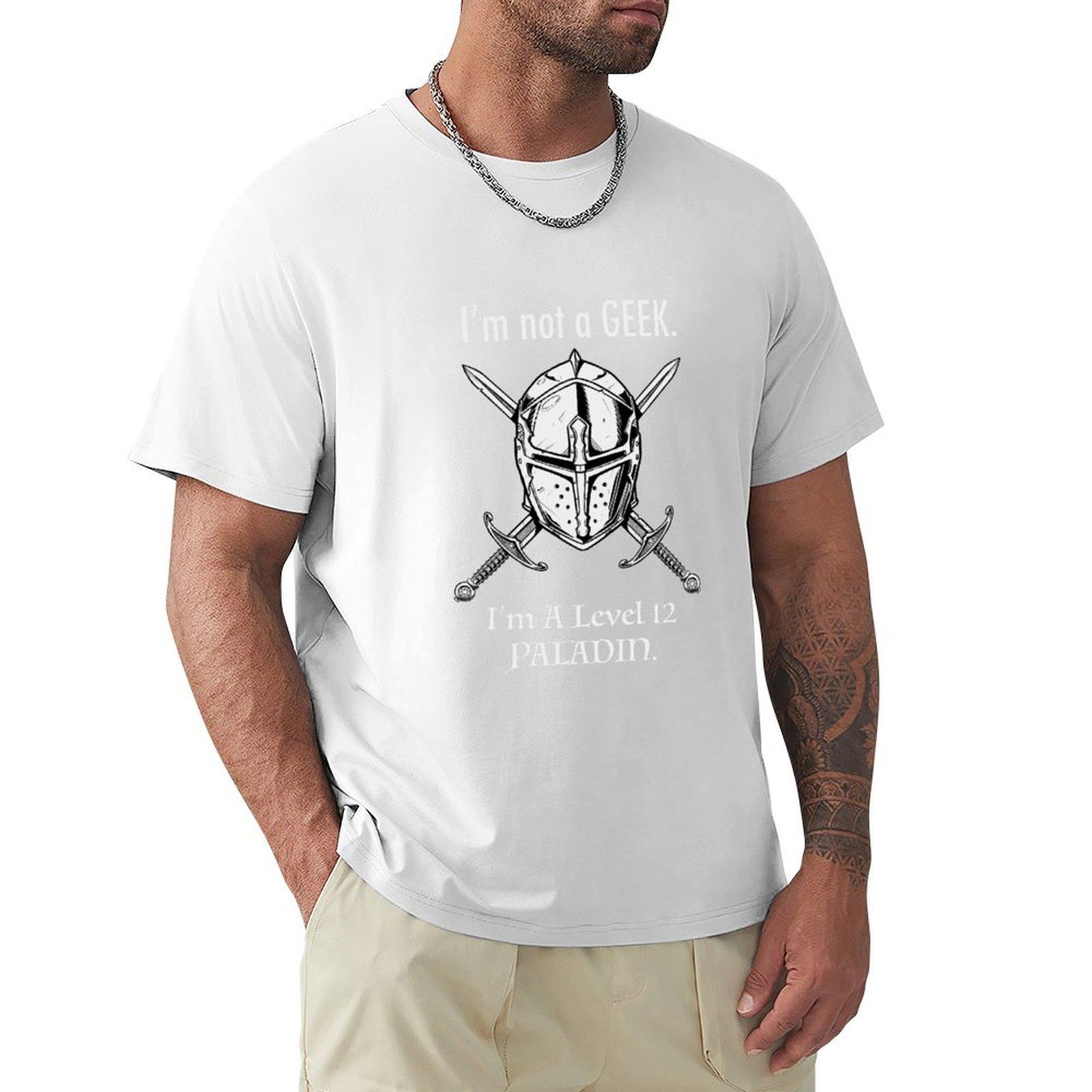 Im not a Geek Im a Level 12 Paladin Helmet with Crossed Swords TShirt anime shirt mens t shirts S