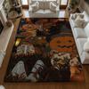Vintage Halloween Area Rug Pumpkin Ghost Black Cat Skull Non-Slip Floor Carpet Living Room Bedroom Spooky Fall Home Decor