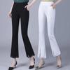 2025 Lace Trim High-Waisted Stretchy Micro-Flare Pants – Women's Fashionable Slimming Nine-Tenths Length