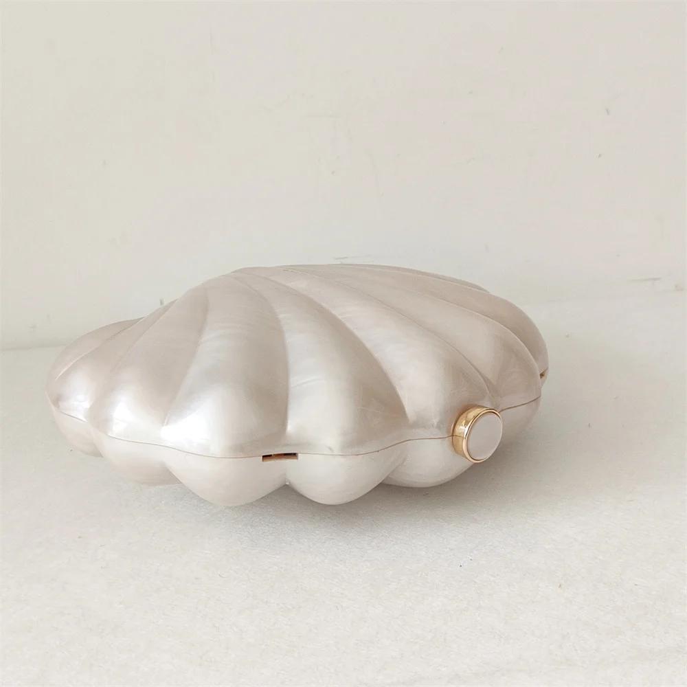 Female Shell Acrylic Box Clutches Lady Gift Evening Bag Party Prom Stones Handbags Luxury Women Wedding Bridal Clutch Purse Bag