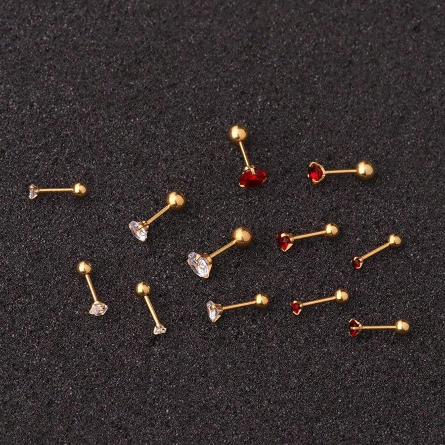 Screw Earbone Nail Exquisite Gift Ear Jewelry Simple 3-Claw Earnail Stainless Steel 2mm/3.5mm/5mm Lady's Unique