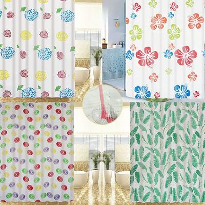 High Quality Printed Waterproof Shower Curtain Bathroom Dry and Wet Separation Punch-free Bathroom Partition Curtain with Hooks