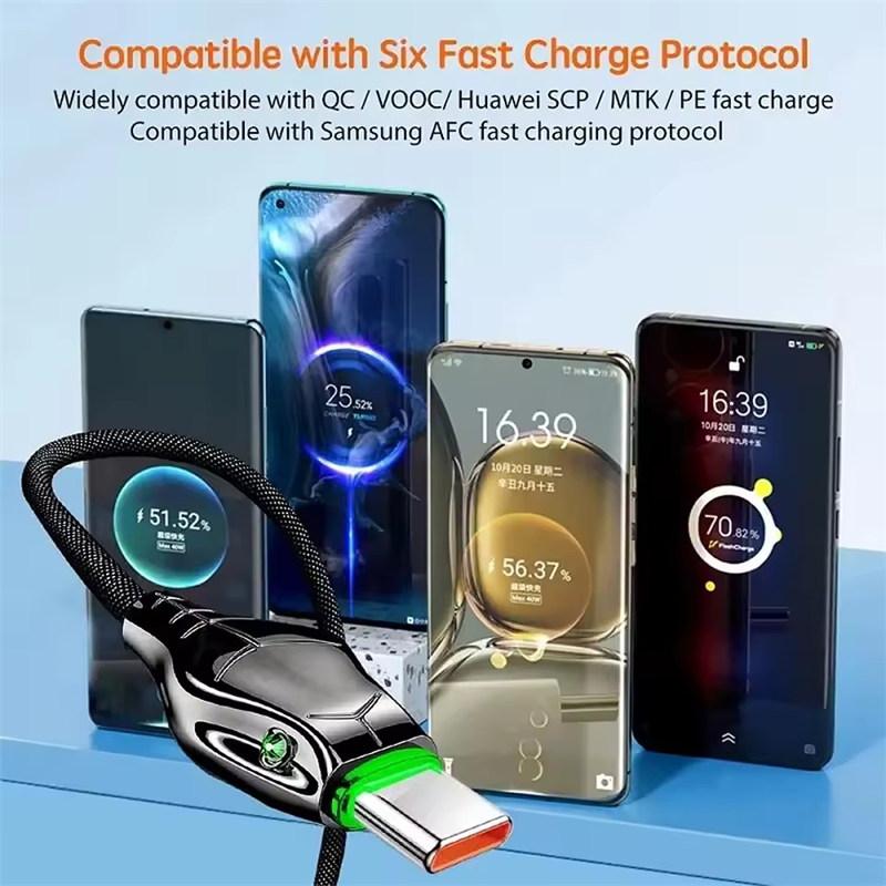 100W Type-C 7A Super Fast Charging Cable Indicator Light Datový kabel vhodný pro iPhone 6-14 Huawei Xiaomi Vivo Nabíjecí kabel pro telefony