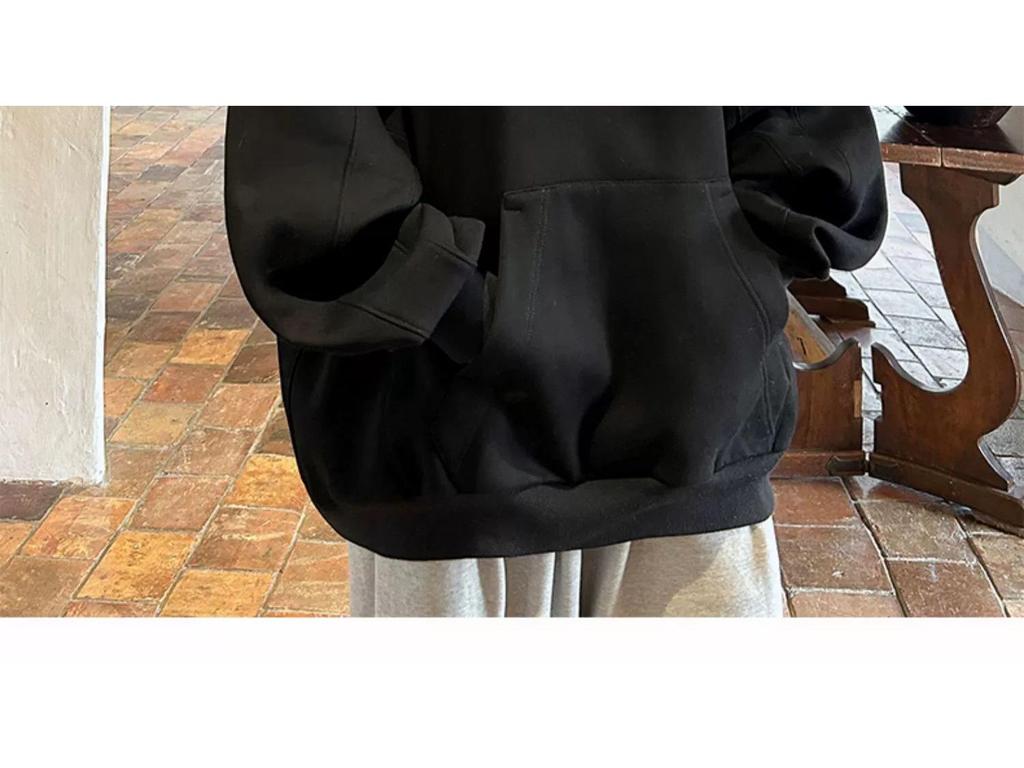 Męska bluza z kapturem oversize z wysokim kołnierzem w stylu czarownika - Jesienno-zimowa kurtka funkcyjna dla osób z fobią społeczną