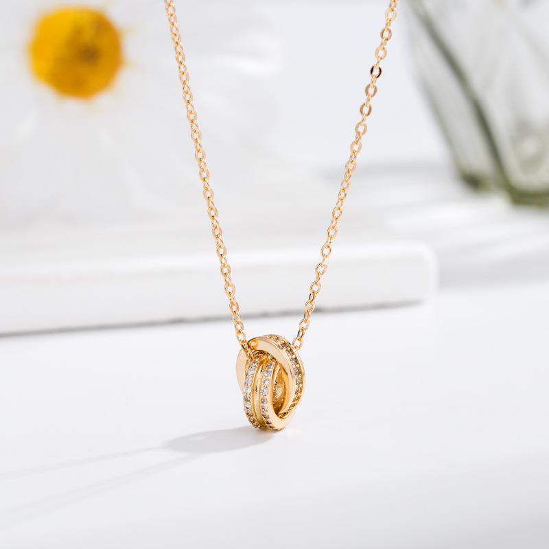 Seiko Micro-set Double Ring Necklace Niche Personality Creative Ring Collarbone Chain