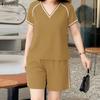 ZANZEA Women Short Sleeve Blouse and Shorts Summer Two Piece Suit Sets
