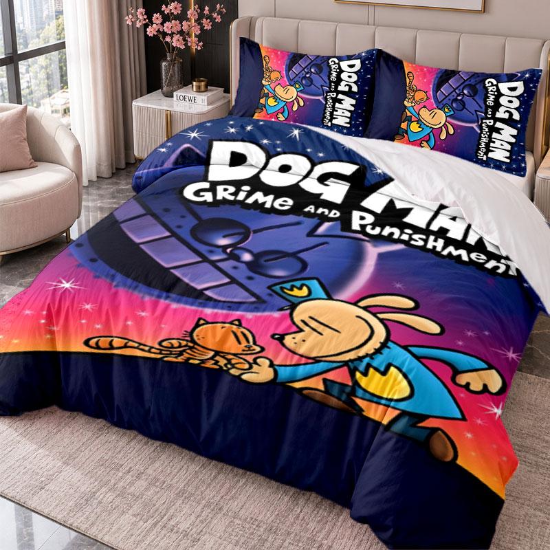 Dog Man 3Pcs Bedding Set Duvet Cover With Two Pillowcases For Bedroom Home Decoration