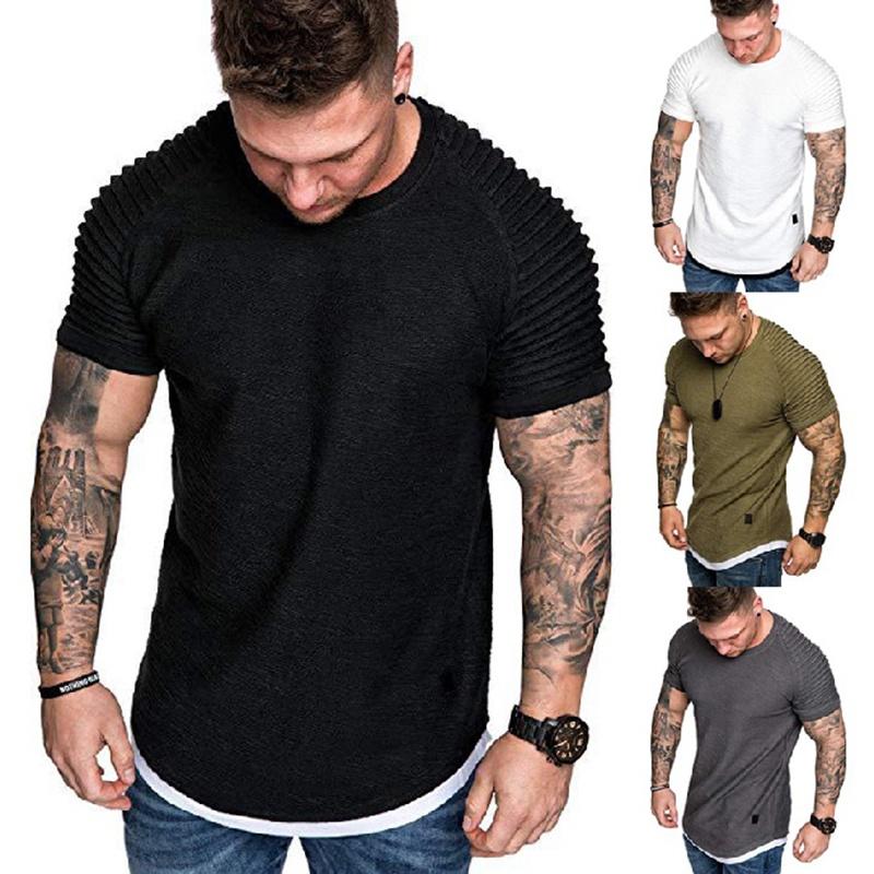 Men Solid Color Slim Fit O Neck Short Sleeve Muscle Tee Shirt Casual Tops Shirts