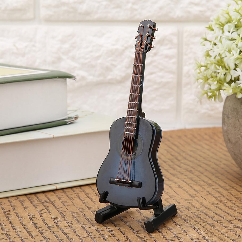 Miniature Wooden Guitar Model Display Mini Musical Ornaments Craft Home Decor