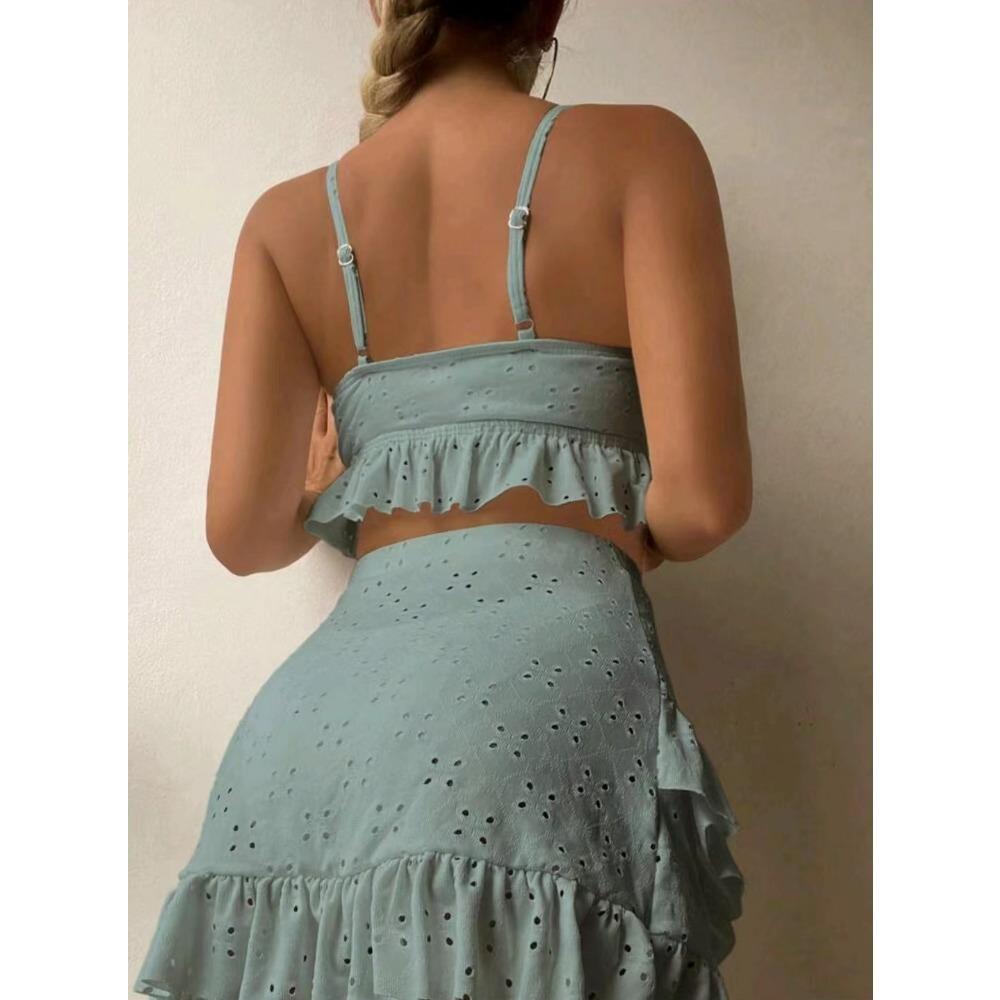 European and American Hip Skirt Split Swimsuit Three-piece Station Strap Beach Bikini Swimsuit