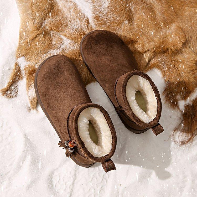 Niche retro platform snow boots women's 2025 winter new velvet warm Martin short boots casual versatile cotton shoes