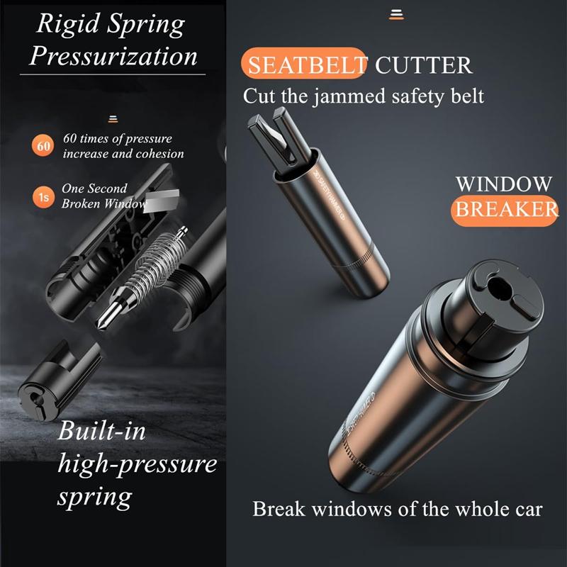 Car Safety Hammer Emergency Glass Breaker Seat Belt Cutter High Hardness Tungsten Steel 2in1 Rescue Tool Auto Accessories