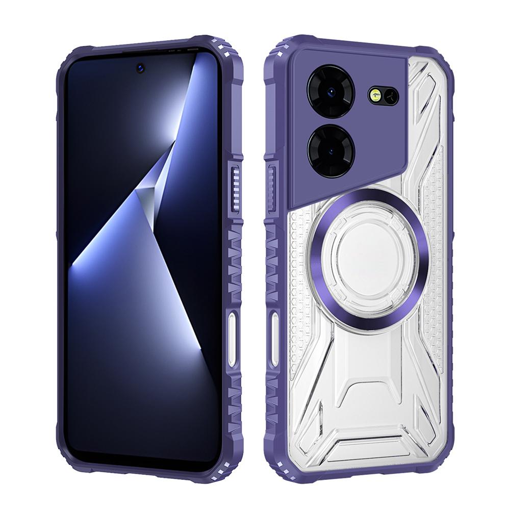 KEYSION Transparent Magnetic Case for TECNO Pova 5 Pro 5G Silicone+PC Heavy Duty Shockproof Phone Cover for for Tecno Pova 5 5G