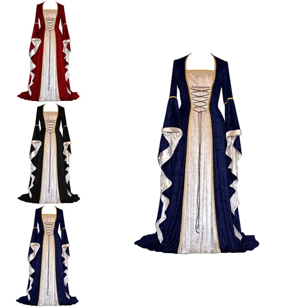 Charming 18th Century Floor Length Medieval Dress In Rich Colors For Renaissance Festivals