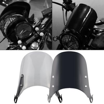 Motorrad-Frontscheibe, Retro-Scheinwerfer, 12,7–17,8 cm, Universal-Windschutzscheibe, verstellbar, modifiziert