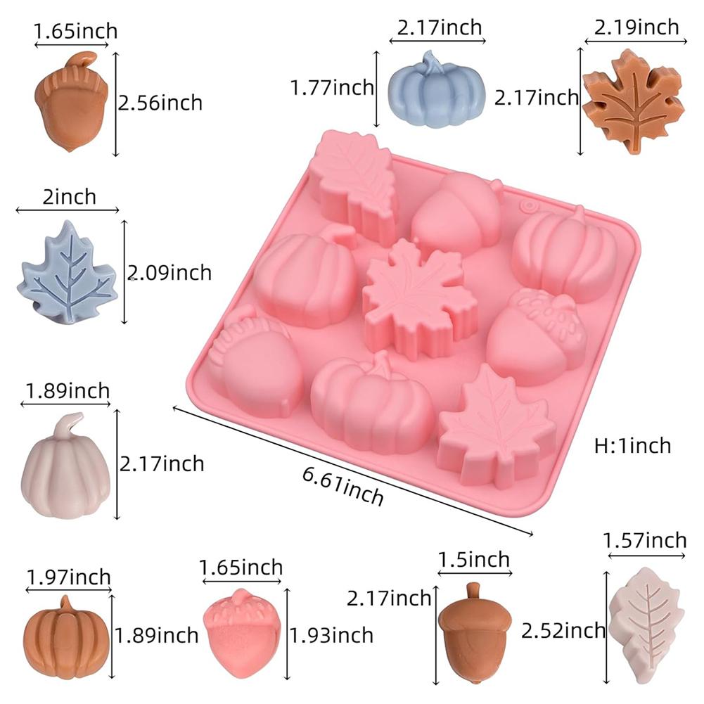 2 Pack Autumn Silicone Molds Pumpkin Leaf Acorns Shape Fall Baking Molds Pumpkin Chocolate Mold DIY Sugar Chocolate Candle Molds