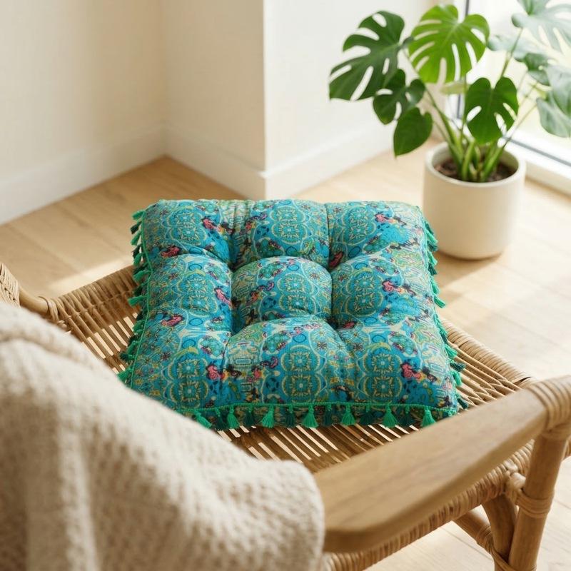 

Pumpkin cotton and linen fabric square tatami cushion household round seat cushion thickened 40*40cm (square)