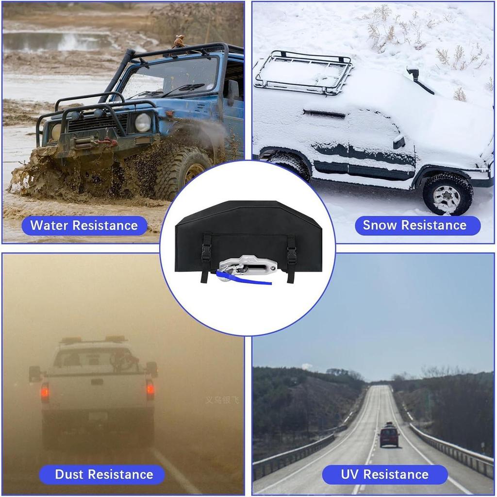 Winch Protection Cover UV Protector Adjustable Straps Oxford Waterproof Dust Cover For Snow Automobile Automotive Car Outdoor