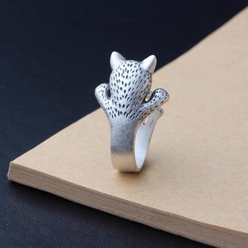 925 Silver Rings For Women Simple Vintage Handmade Adjustable Finger Leopard Ring Fashion Band Female Bijoux Gift