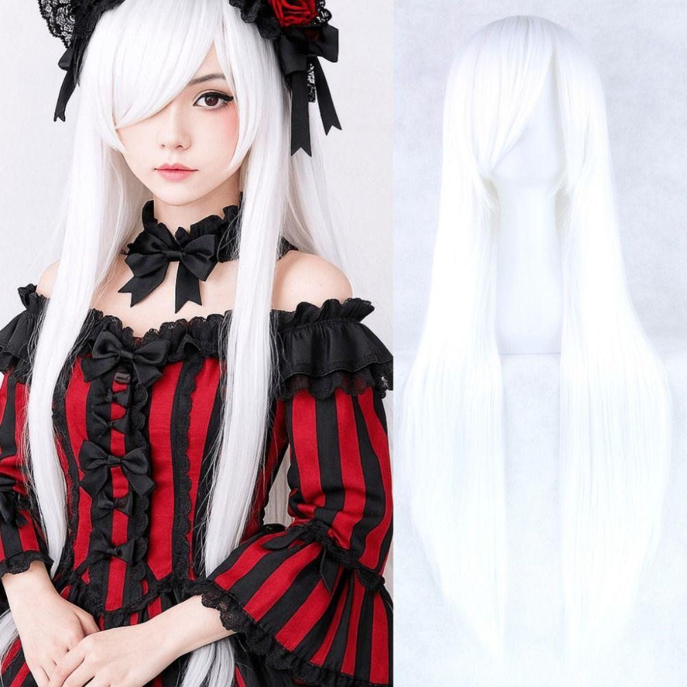 Heat Resistance Long Synthetic Hair 80cm Anime Straight Hairpiece Halloween Cosplay Wigs  Costume