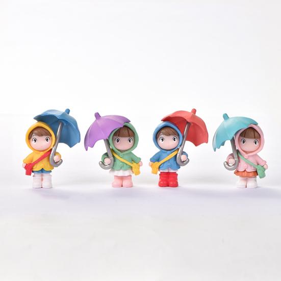 Cute Umbrella Girl Model Micro Landscape Cute Umbrella Raincoat Girl Ornament Home Decor Gardening
