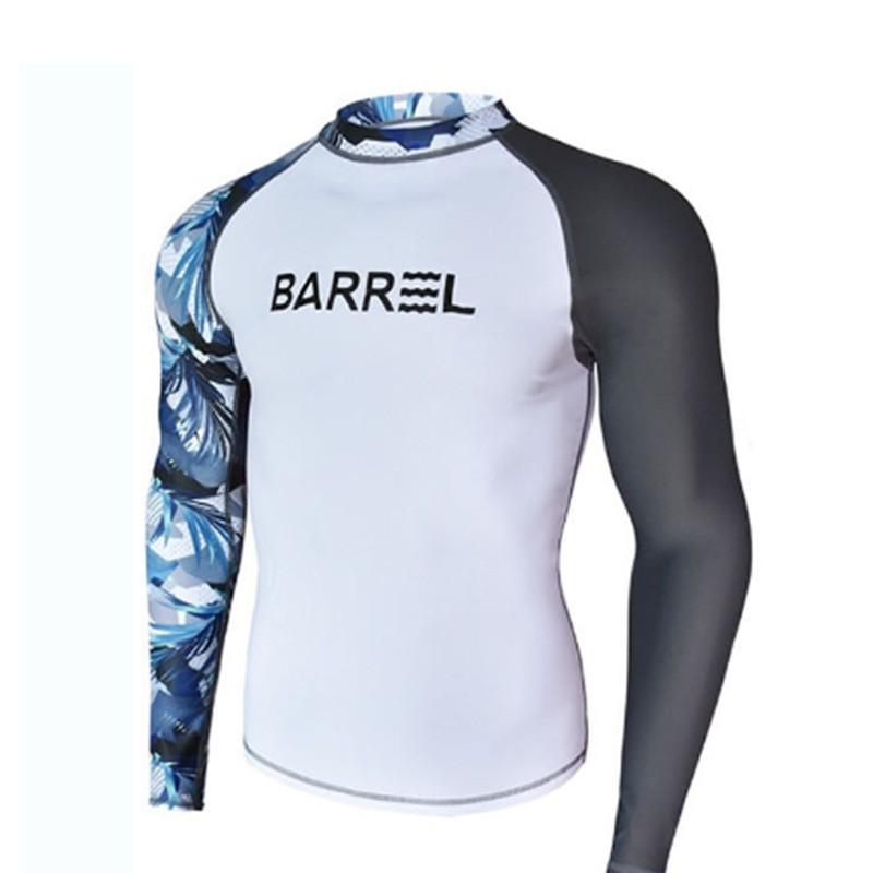 Mens Long Sleeve Rash Guard UPF 50 Sun Protection Swim Shirt Surfing Swimming Snorkeling