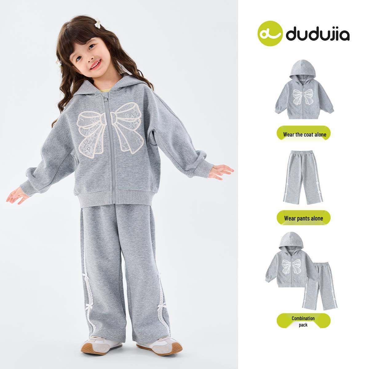 Dudu Home Girls  Spring Hoodie & Pants Set - Baby Girl Two-Piece Outfit 80 cm