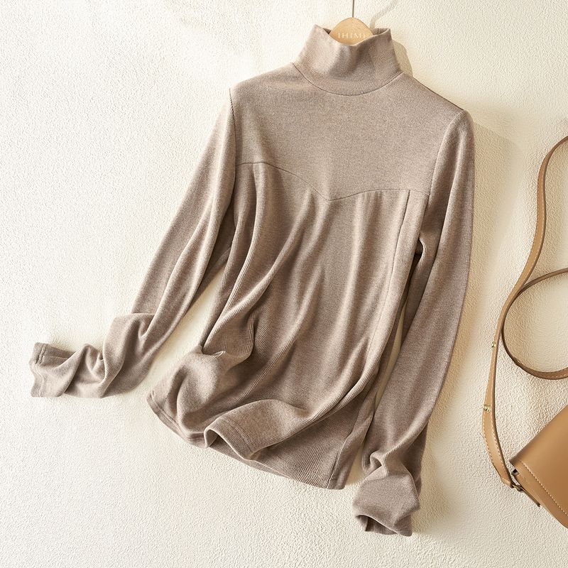 

Ihimi Sea Quiet Dralon Thickened Bottoming Shirt Female 2025 Fall New High Neck Knitwear Slim-Fit Underwear Top Oatmeal color L