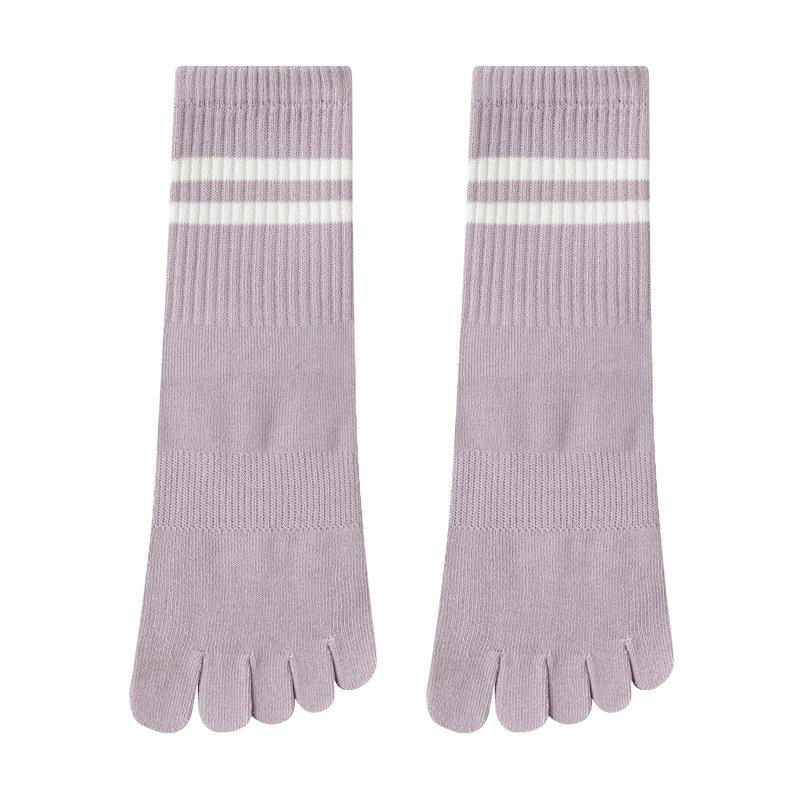 Female Spring and Summer Solid Color Professional Non Slip Pilates Fitness Temperament Yoga Tube Five Finger Socks