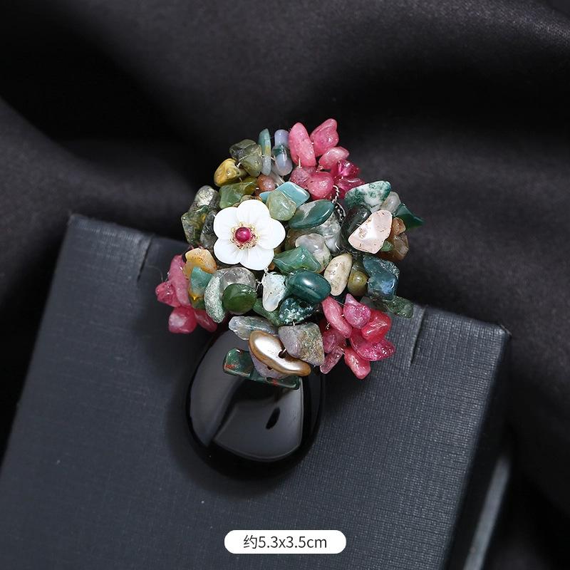 Original Heavy Handmade Natural Crystal Shell Corsage Women's Luxury Atmosphere Retro Elegant Brooch Jacket Coat Accessories