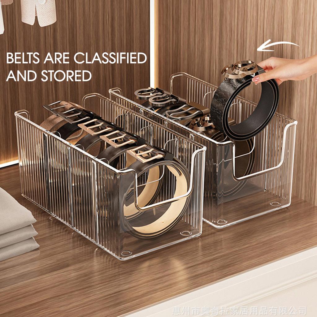 Belt Organizer Box Belt Storage Rack for Closet and Drawer Save Space Tie Jewelry and Belt Acrylic Display Case for Men Women