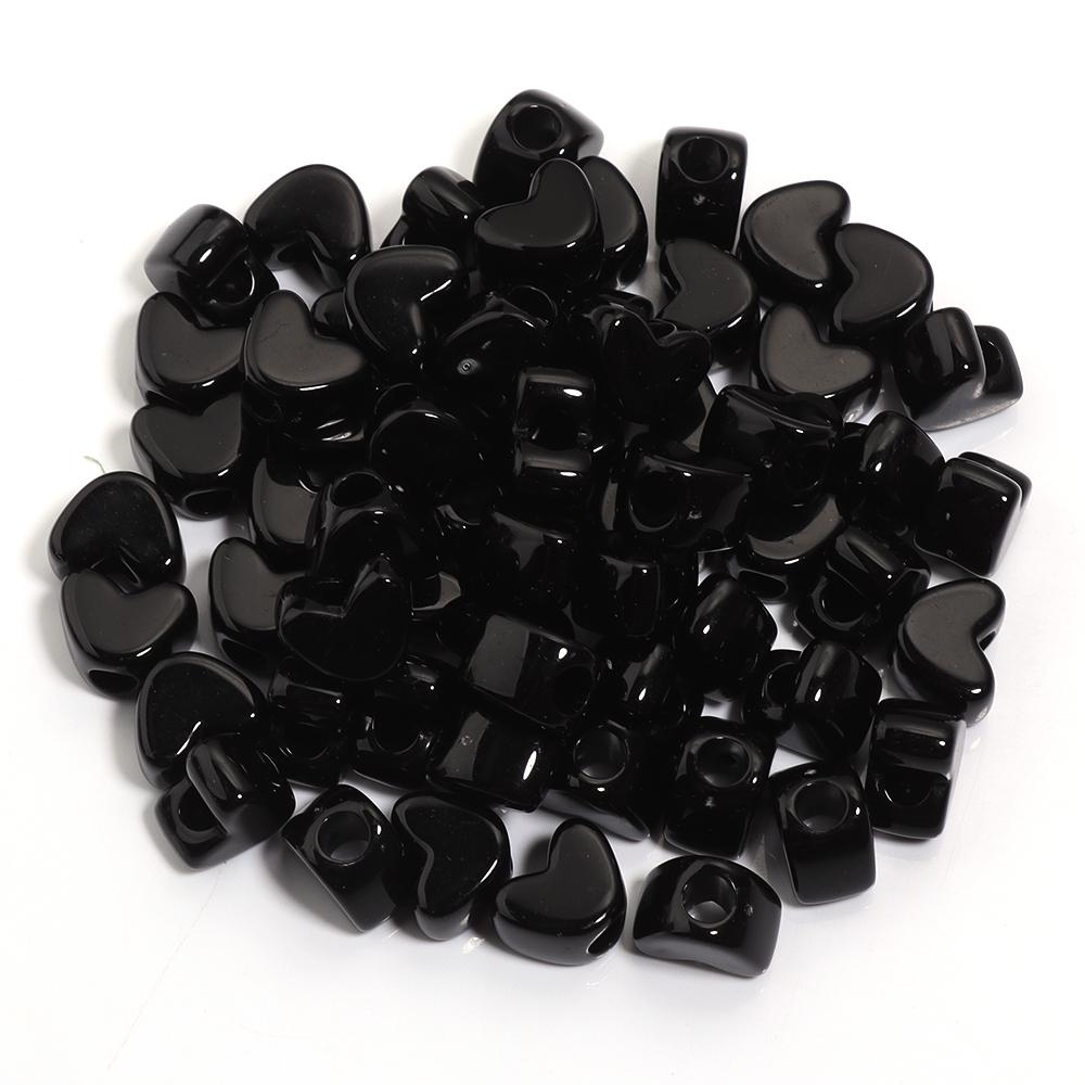 100pcs/lot 12x9mm Acrylic Heart Beads Colorful Large Hole Loose Beads For DIY Handmade Bracelet Earrings Jewelry Making Supplies