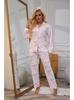 Women's Long-Sleeve Cardigan with Turn-Down Collar Top and Long Pants—Pajama and Loungewear Set for Women
