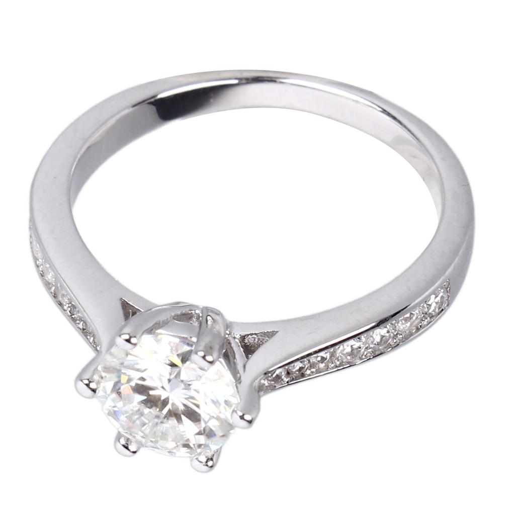 Women Fashionable Silver Ring Exquisite Shiny Zirconia Ring Jewelry Accessory for Wedding Party HK Size 11