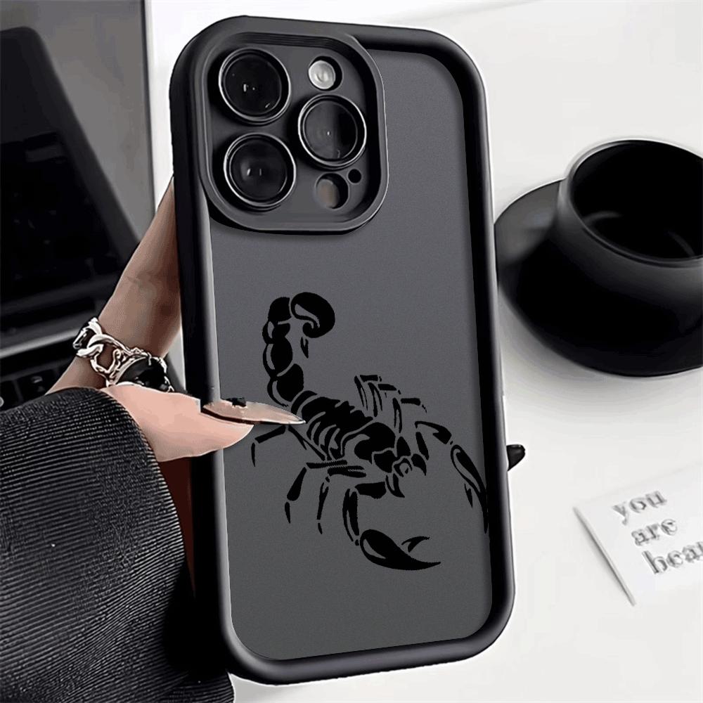 Shockproof Phone Case For iPhone 16 15 14 13 12 11 Pro Max Plus/Mini XS Funny Black Crab Pattern TPU Lens Protect Soft Cover