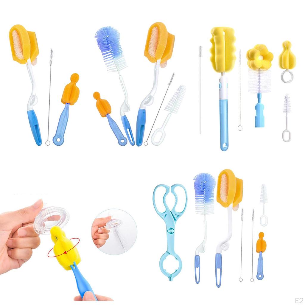 Babyflaschenbürsten-Set Reinigungszubehör Drehbarer Griff Tragbar Abriebfeste Bürsten