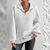 Felpa da donna Loose Waffle Casual Top tinta unita Colletto alla coreana Cerniera Manica lunga Cuciture Moda Pullover