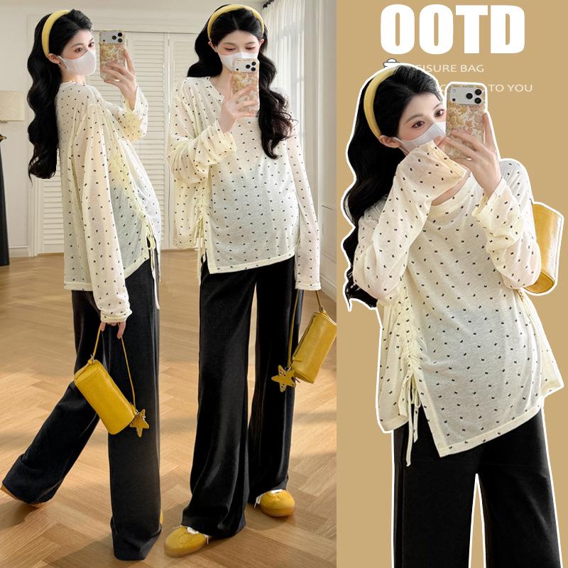 Spring 2026 Korean Bow Print Maternity T-Shirt XL